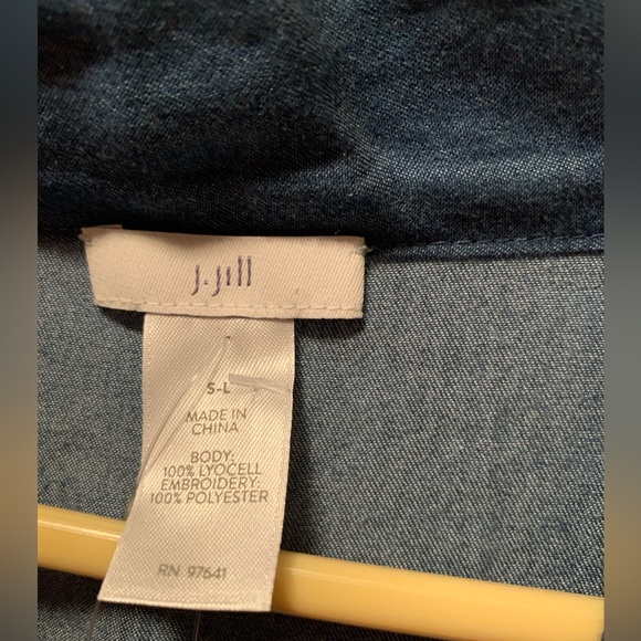 NWT J. Jill Embroidered Blue Denim Kimono - Picture 7 of 9